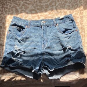 refuge Distressed Blue Denim Cutoff Shorts